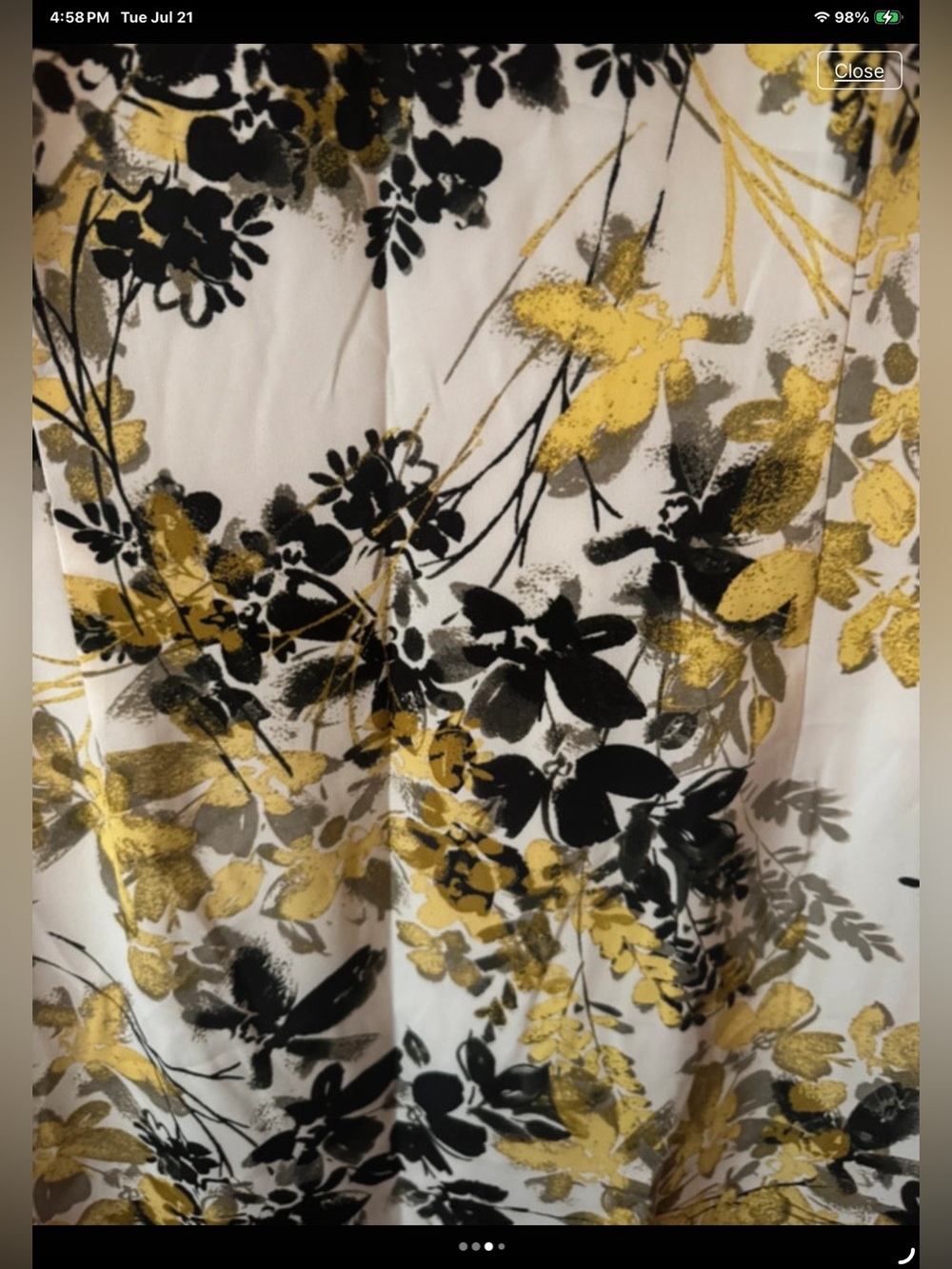NWT Ann Taylor White Dress with Yellow and Gray Floral Print L - Picture 3 of 4